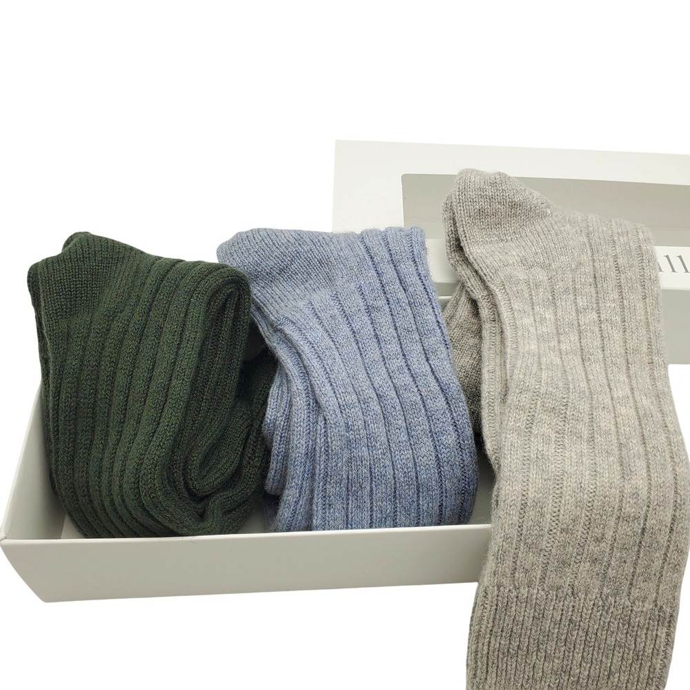Cashmere Crew Socks 3 Pack Gift Set Women Medium 9-11 Garnet Hill New Cozy Warm